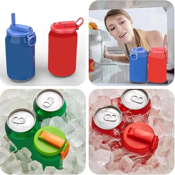 4-pack läskburkslock med sugrör, läskburkslock med sili