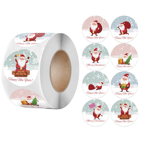 1,5 tommer rullestickers Glædelig jul Læder Selvklæbende
