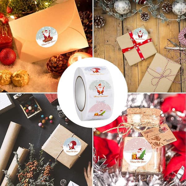 1,5 tommer rullestickers Glædelig jul Læder Selvklæbende