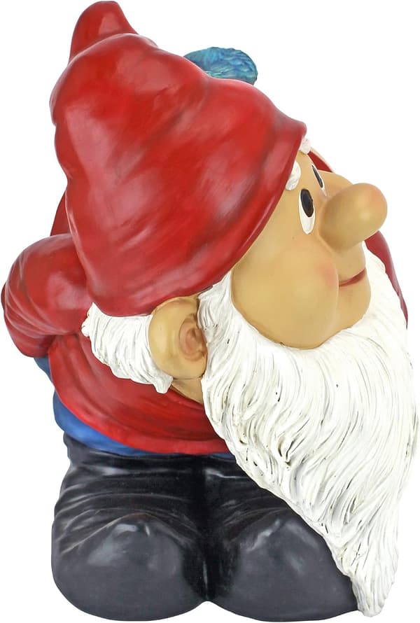 Nøgen Balde Havenisse Statue, Stor 11cm, Polyresin, Fuld Farvepalet