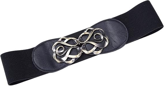 Plus Size Dame Elastikbælte til Retro Kjole Bred 6cm, sort