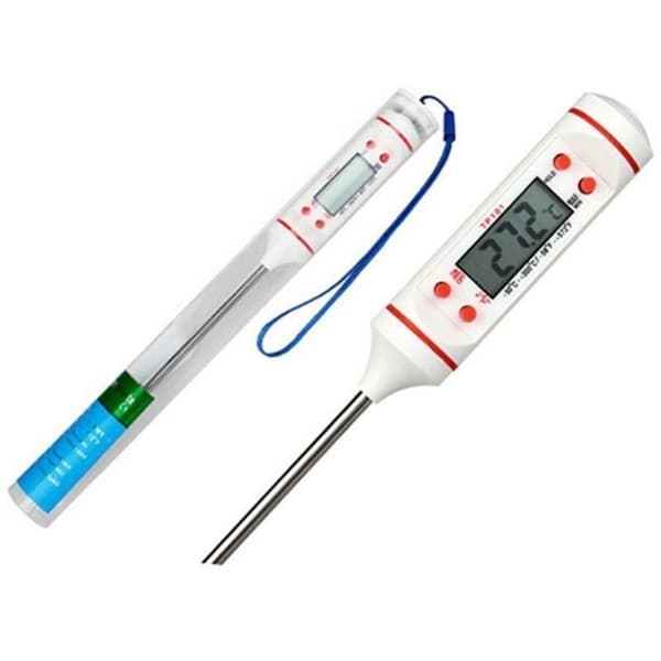 Grill-/stegetermometer med LCD-display hvid