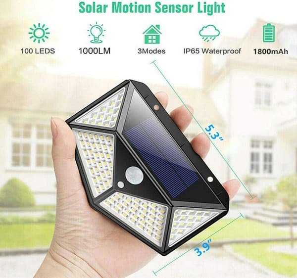 6 grupper solcellelamper udendørs, 100LED/3 tilstande 270° belysning