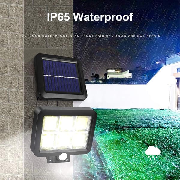 Kraftfull utomhussollampa med rörelsesensor 120 LED Vattentät Vit Belysning Sollampor