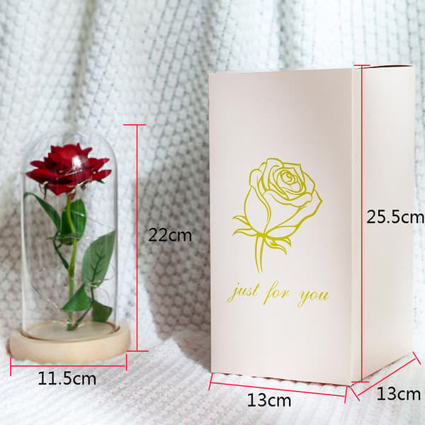 Odödlig blomma glasöverdrag simulering guldfolie ros led-ljus