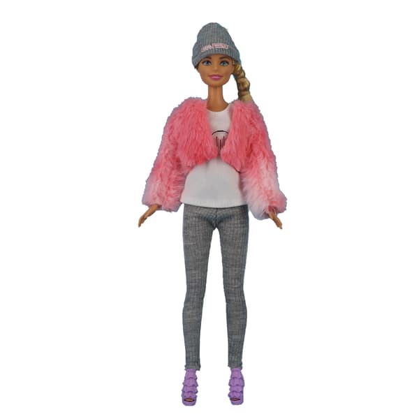 8 delar 30 cm Barbie dockkläder Mode pälströja kappa