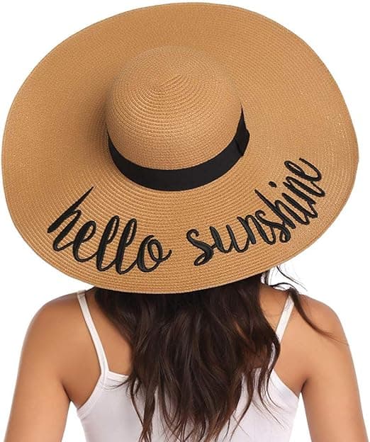 Dame Floppy Hat Stråhat Bred Skygge Solhat Åndbar En