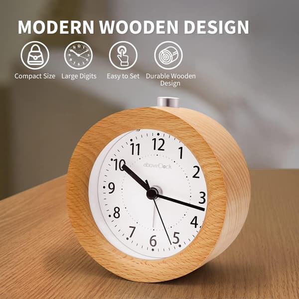 Batteridriven morgonväckarklocka, aboveclock trä analog