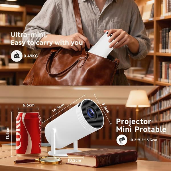 Mini bärbar projektor, 4K WiFi 6, Bluetooth 5.4 uppgraderad version.