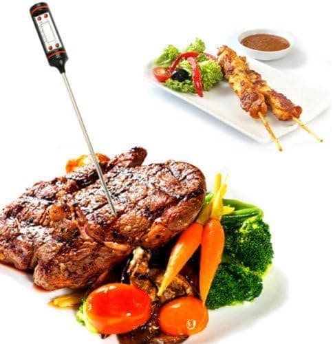 Grill-/stegetermometer med LCD-display, sort