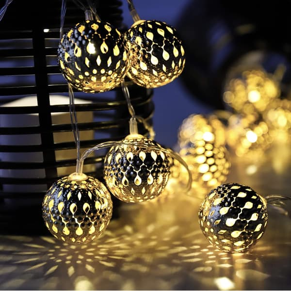 Marockanska ljusslingor batteridrivna 20 st silver LED-kulor