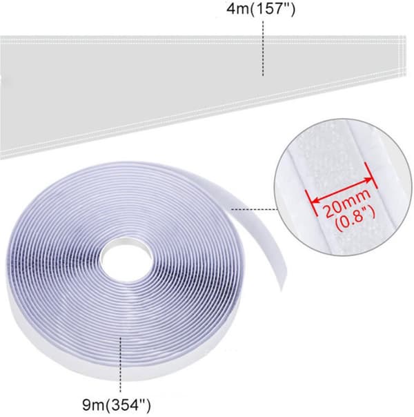 Vinduesforsegling - 400 cm - Hvid - Velcro - Til mobil aircondition - Polyester