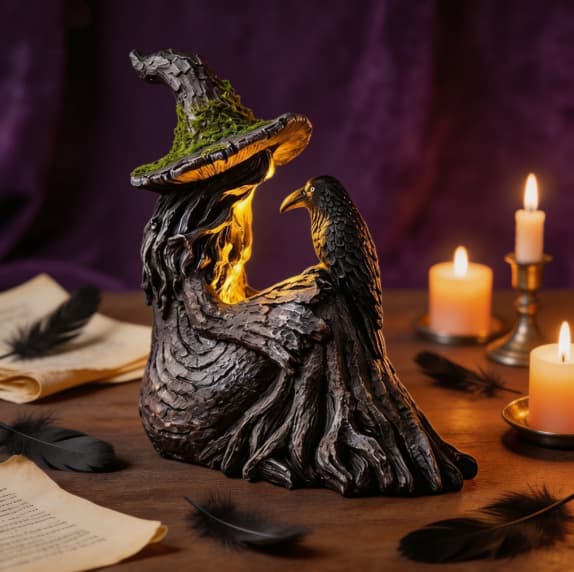 Lysende hekse- og kragefigur