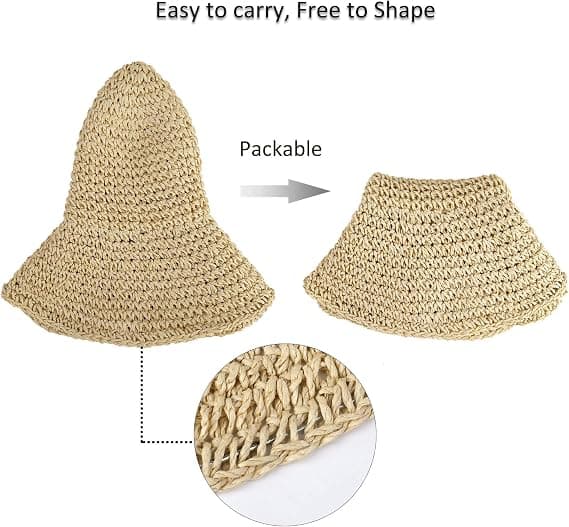 Stråhat (56-58cm) Dame Strand Solhat Sammenfoldelig Stor Dame