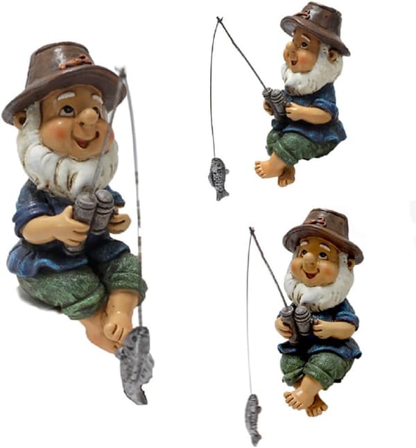 Fiskfigur dvärgdekoration trädgårdsfigurer, trädgårdsdvärg