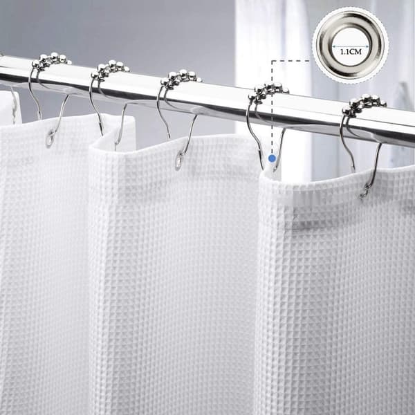 Våfflad duschdraperi (vit 180*200 cm), mögelresistent tyg