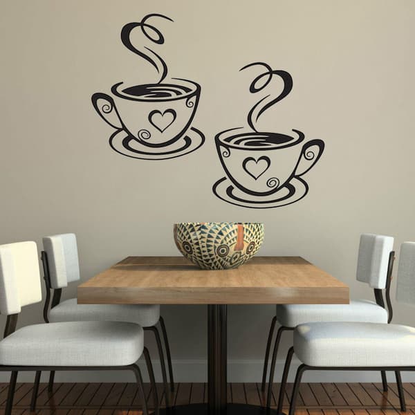 Väggdekorationer för café, te, kaffe, koppar, konst, vinyl, de