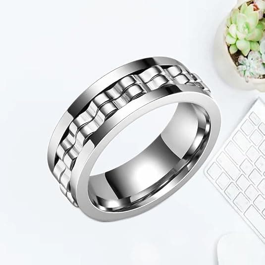 8mm Gear Fidget Spinner Ring, Unisex – Rustfrit Stål (Størrelse 11)