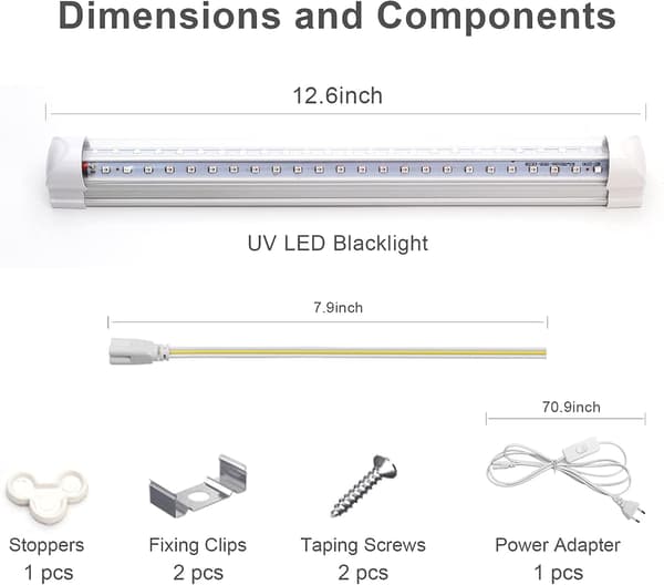 Eleganted 395nm 10W LED Rør Black Light, 48Leds UV Lys Bar, DJ Diskolys, Black Light til Halloween Chri