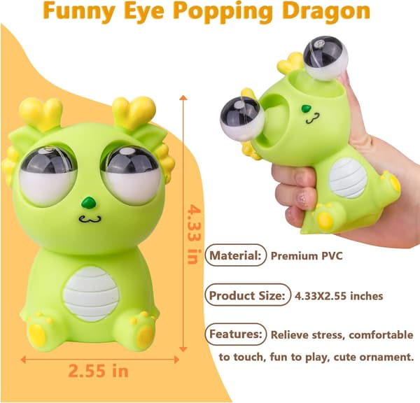 Squeezy Dragon Pop Out Eyes Leksaker, Ögonpoppande Drakstress