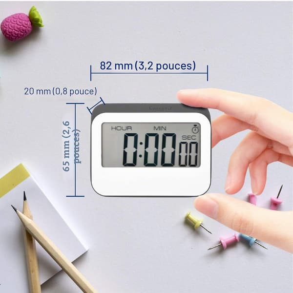 Digital Timer Väckarklocka Kökstimer Stor LED-display Magnetisk design Utbytbart batteri för barn och äldre