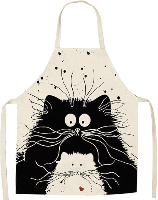 Unisex köksförkläde söt tecknad grillförkläde katt