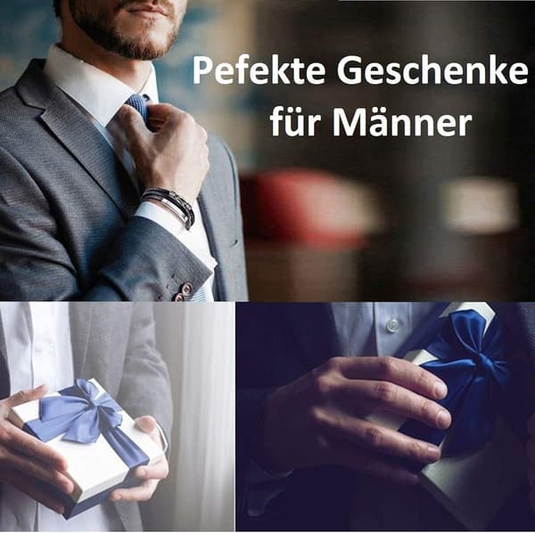 Flätat läderarmband för män - Äkta flätat läderarmband