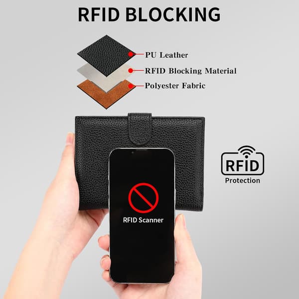 Pasfoderal, Paspunge i ægte læder, RFID-blokerende etui, sort