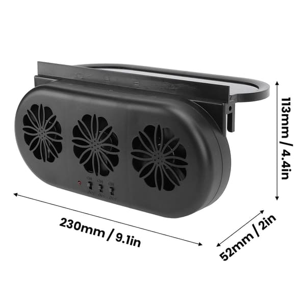 Soldrevet biludstødningsventilator, sort