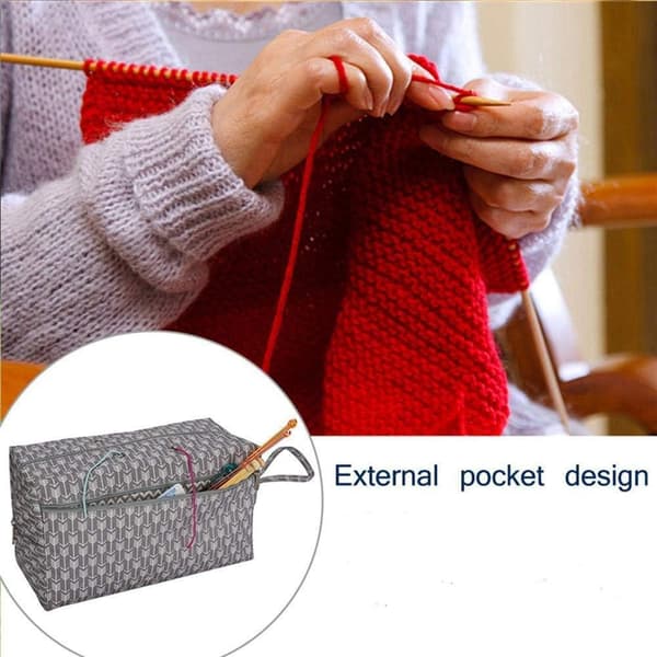 Strikketaske til tekstilgarner, 2-delt foldbar strikketaske