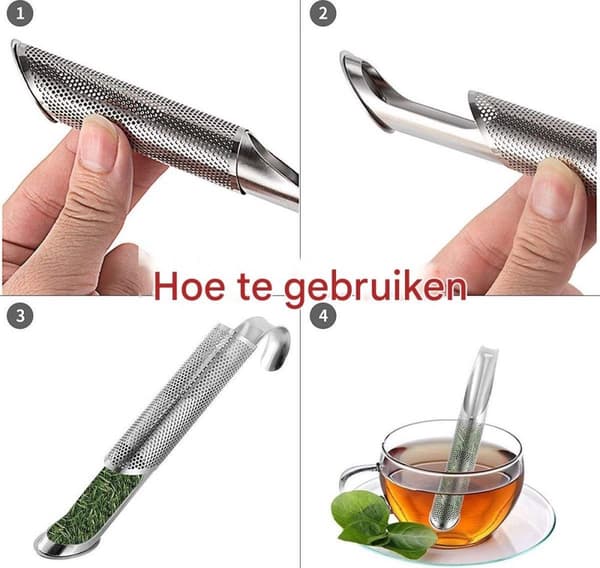 2x Tesilrör i rostfritt stål, nätinfuser