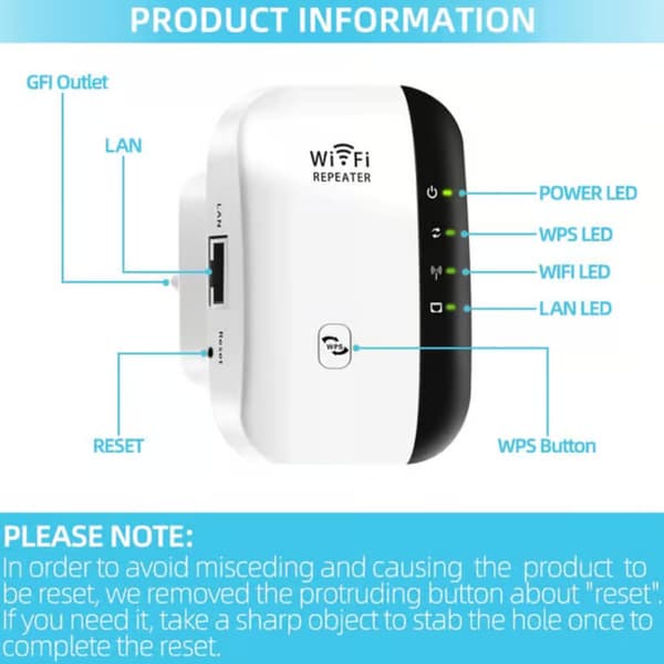 WiFi Range Extender Repeater, 300Mbps trådlös router-signal stöder repeater/AP, 2.4G-nätverk