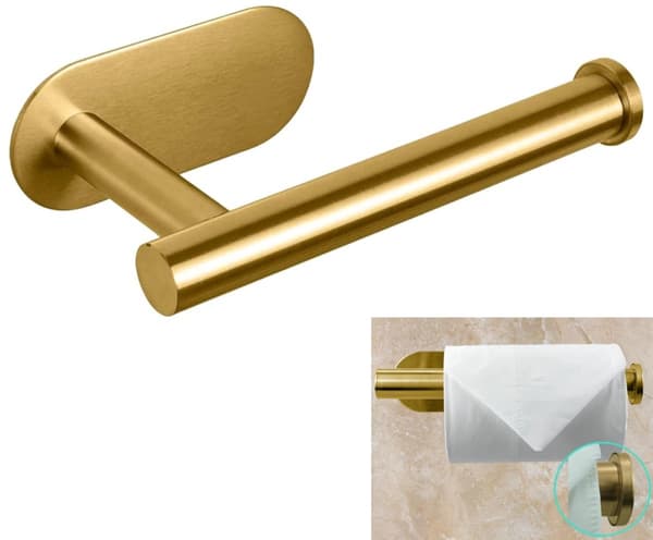 Toiletpapirholder uden boring - Rustfrit stål - Passer til