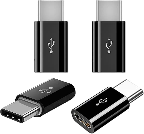 4 delar USB C-adapter, USB C till Micro USB-adapter Typ C hane till Micro USB hona-kontakt, Micro USB till USB Typ C