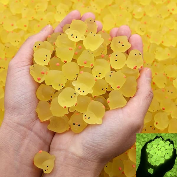 100 Mini Harpiks Kyllingefigurer | Glød-i-mørke