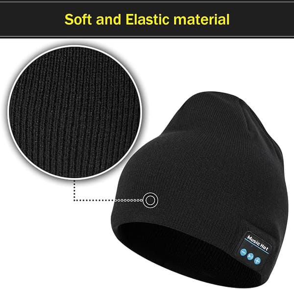 Stickad mössa med trådlösa Bluetooth 5.0-hörlurar för vinterbruk