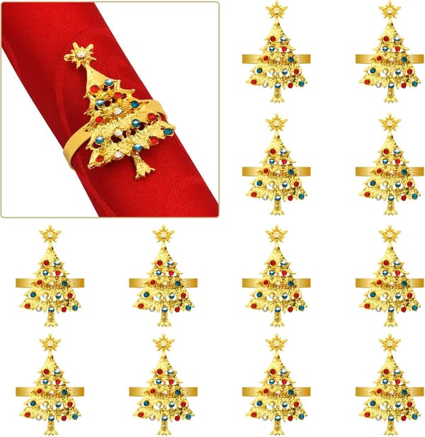 Servettringar Set med 12 julgransservettringar, bordsdekor