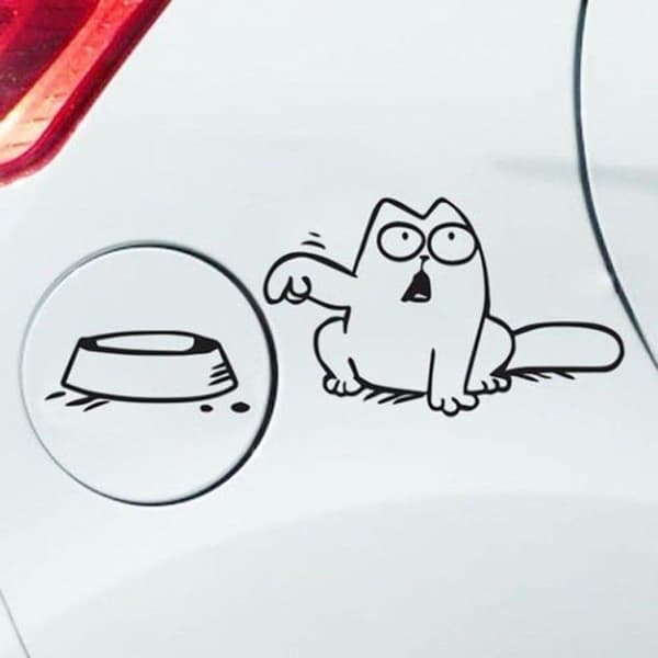 16*10 cm Kat og skål bilmærkat, flere farver