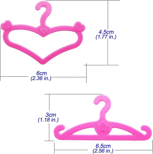 40 rosa plasthängare för Barbiekläder 30 cm