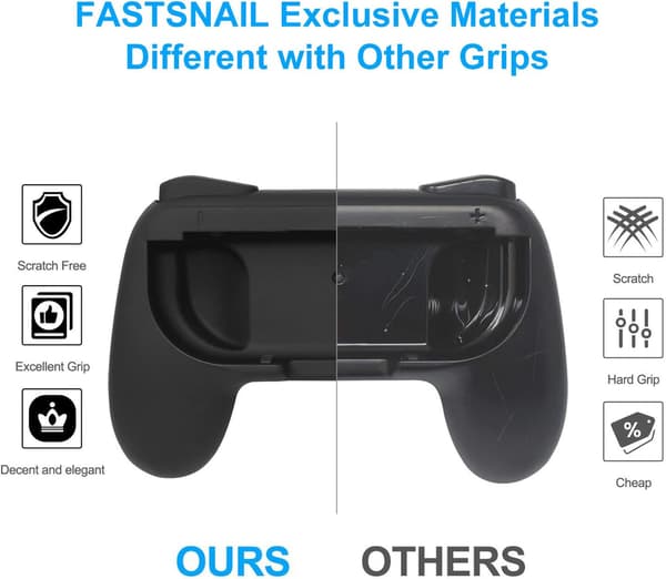 Sæt med 4 greb kompatible med Nintendo Switch&OLED, greb kompatible med JoyCon Switch til tommelfinger (sort, blå)