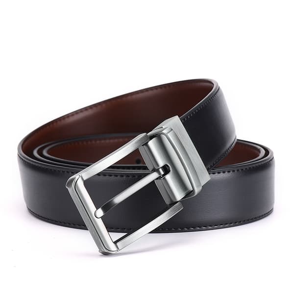 Vändbart läderbälte för män (svart och brunt), 120 cm