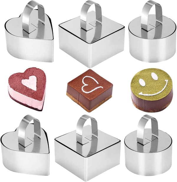 6 Stykker Kage Ring, Kageudstikker, Kageform, Rustfrit Stål Kage Ring Bage Mousseforme Dessertringe