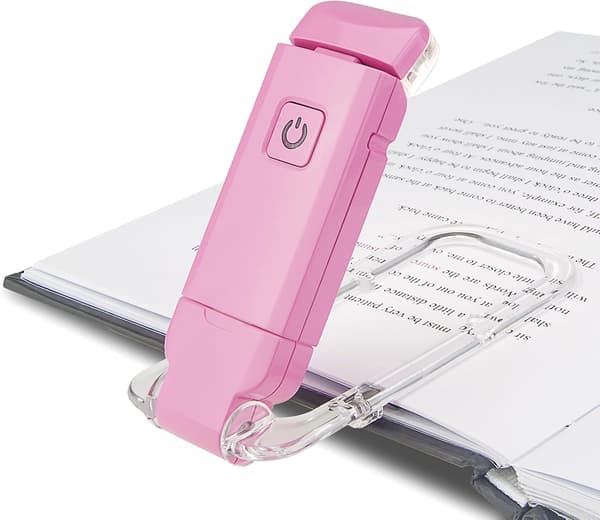 Boglæselampe USB Genopladelig Læselampe 3 Lysstyrkeindstillinger, Pink
