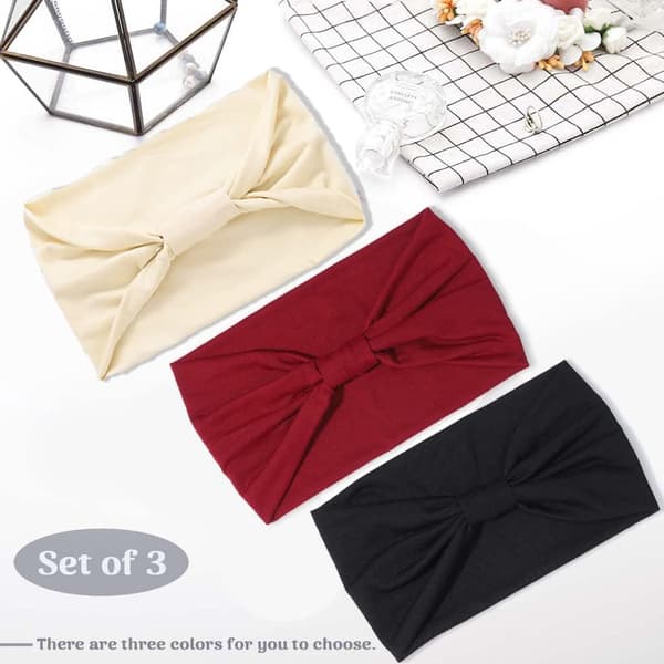 3-pack bohemiska knutpannband yogastil enfärgad elastisk