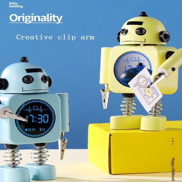 Robot Smart Digital Väckarklocka Temperaturdisplay Skrivbord