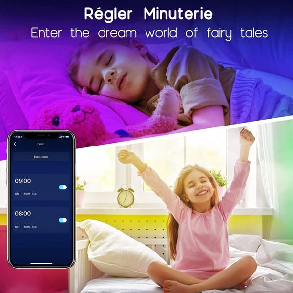 LED-list 20m, LED Sovrum Bluetooth, LED-list Styrd av APP Fjärrkontroll, LED för Sovrum