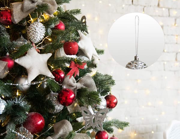 200 stycken silverfärgade julgransprydnader, krokar, h
