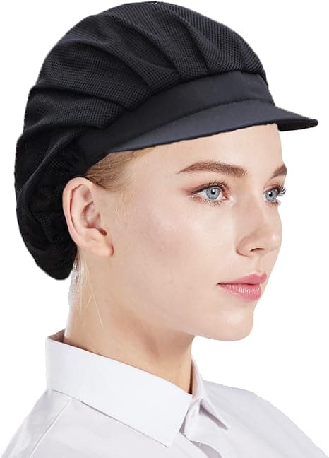 Kokkehue, fabrikskafé, mesh, åndbar, 3 dele, sort