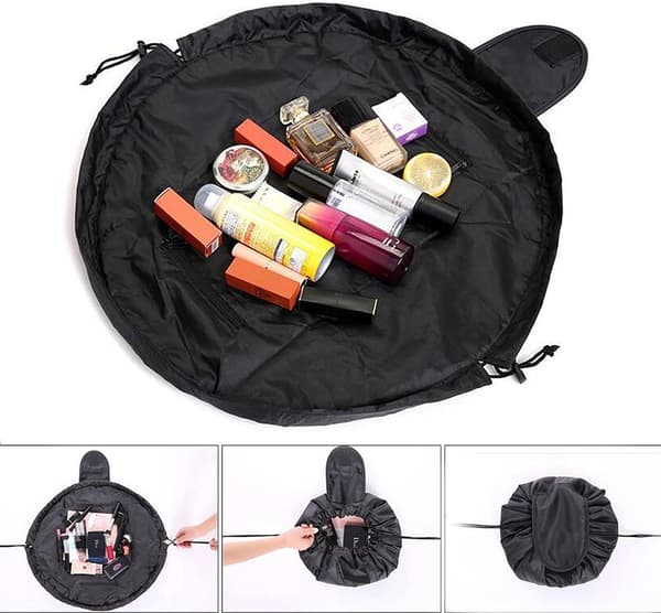 Toilettaske 48*48 cm (sort), makeuptaske, et-trins snøre