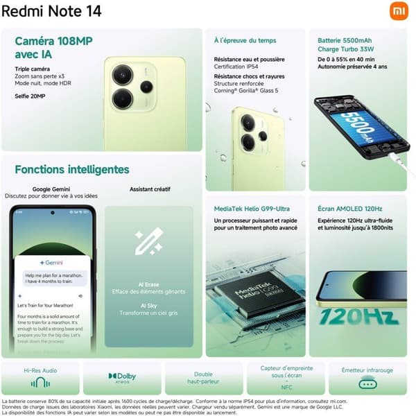 Xiaomi - Redmi Note 14 - 256 Go - Grön